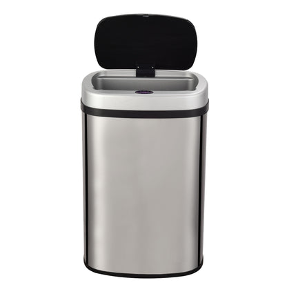 Automatic kitchen bin 58L MAJESTIC SILVER large capacity in brushed STAINLESS STEEL with strapping