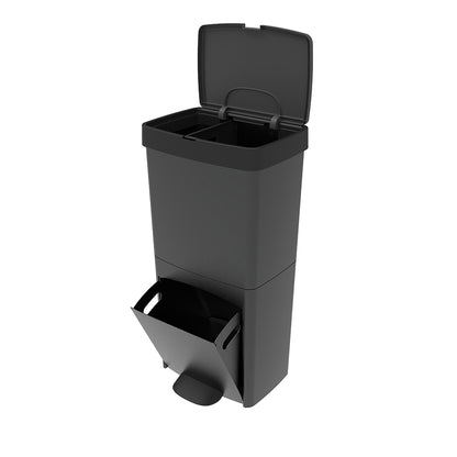 Vertical sorting kitchen bin 70 liters PICEA Gray double compartment