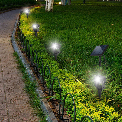 Four solar spotlights connected with a 4-in-1 remote solar panel to prick or fix Powerful cold white LED lighting 4x ROUNDY H27 cm