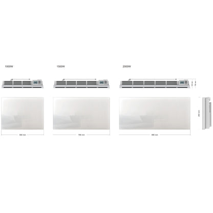 Electric radiator with dry inertia CERAMIC block + GLASS facade LCD screen 2000W GLASS Standard NF
