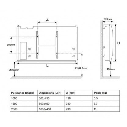 ROSWELL CERAMIC dry inertia electric radiator with LCD screen 2000W