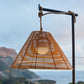 Portable poly rattan hanging lamp with rope warm white/white dimmable LED FUJY H24cm