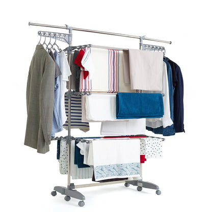 Séchoir à linge étendoir multifonction 30M EXTRA 4 niveaux Gris et Inox - REDDECO.com
