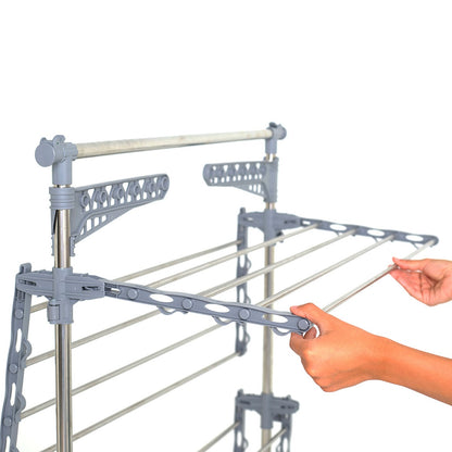 Séchoir à linge étendoir multifonction 30M EXTRA 4 niveaux Gris et Inox - REDDECO.com