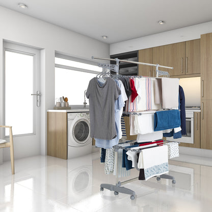 Séchoir à linge étendoir multifonction 30M EXTRA 4 niveaux Gris et Inox - REDDECO.com