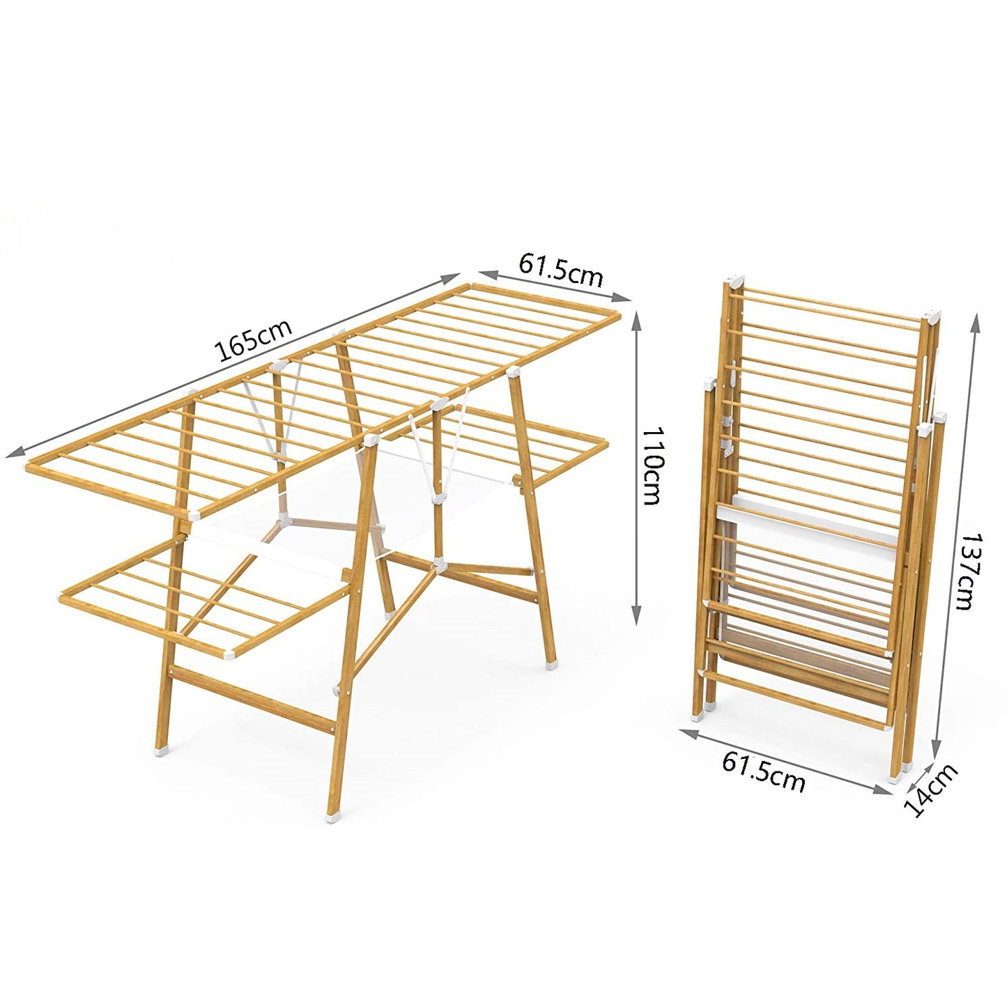 NAIROBI 20M Multifunction Clothes Drying Rack Foldable Clothesline Wood Color