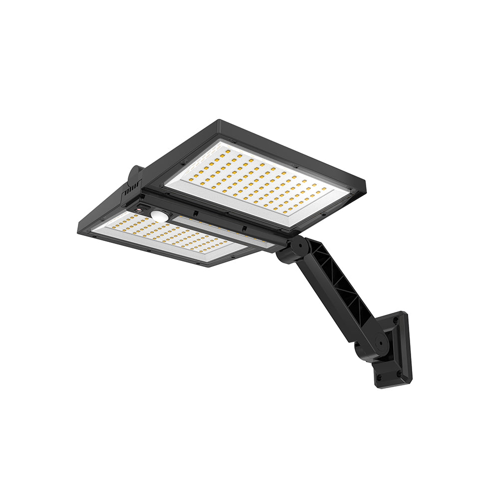 Solar spot 2 black heads powerful white LED lighting CLIPPER BLACK 37cm with adjustable motion detector