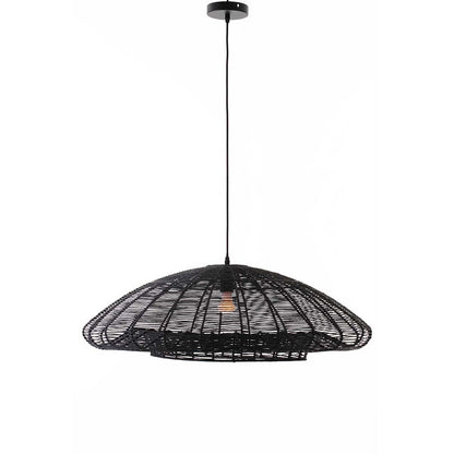 ALBA BLACK pendant lamp in natural paper cord with E27 electric mount 80 cm diameter