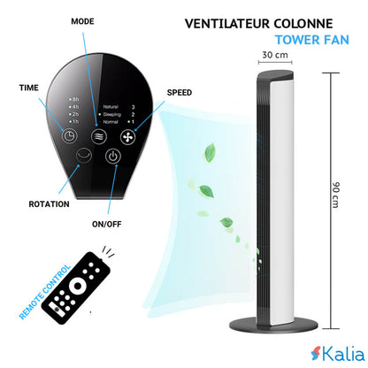 RIO 3-speed 55W portable oscillating column fan with timer and remote control