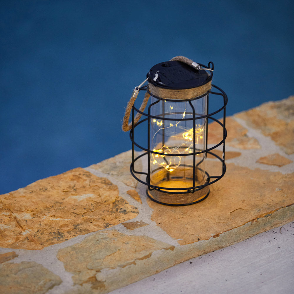LIGHTHOUSE Warm white micro LED rope handle decorative solar lantern H20cm