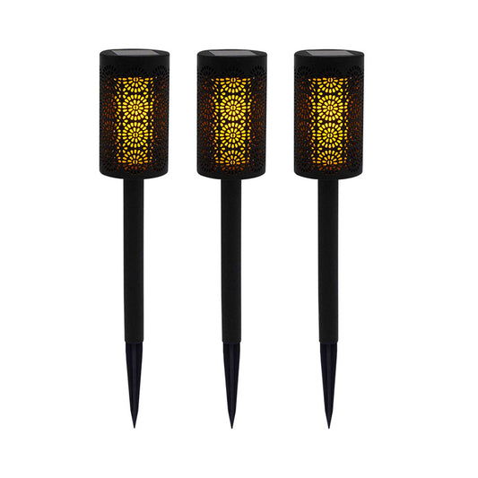 Set of 3 BRUMY warm white LED solar stake markers H39cm