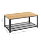 Industrial Design Coffee Table with Large Top JACKY Adjustable Feet Floor Protection Metal Frame - Stable - Light Oak